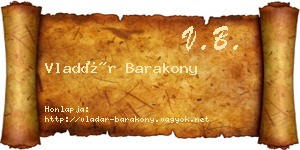 Vladár Barakony névjegykártya